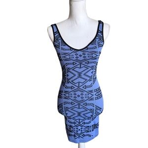 Free People Intimately Festival Tribal Cutout Blue Combo Mini Dress Size XS